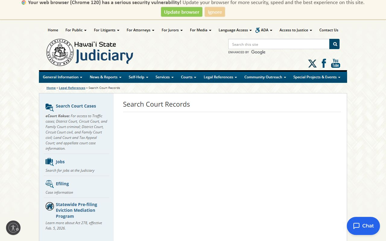 East Honolulu Warrant Records - Hawaii Judiciary records page