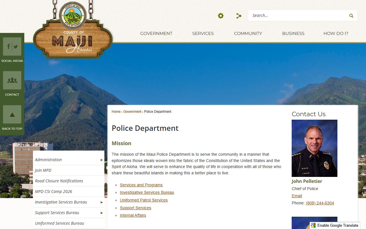 Kihei Warrant Records - Maui Police Department page