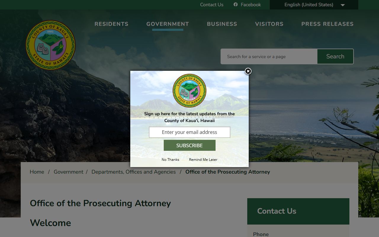 Kauai County Warrant Records - Kauai Prosecuting Attorney page
