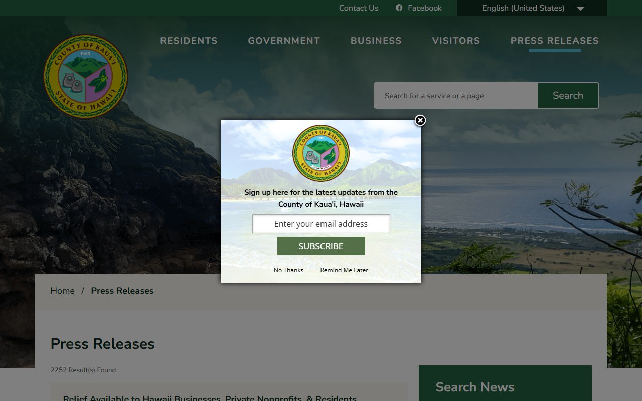 Kauai County Warrant Records - county press releases page